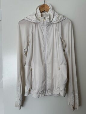 Lululemon White Hooded Lightweight Running Jacket Windbreaker Size 8
